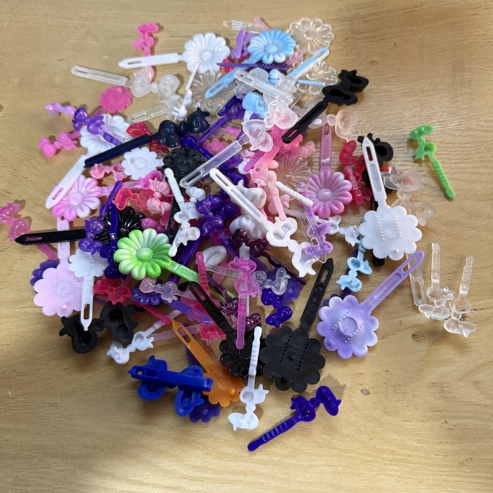Vintage 80's 90's Hair Clips Barrettes Plastic Flowers Bows Lot of ~100